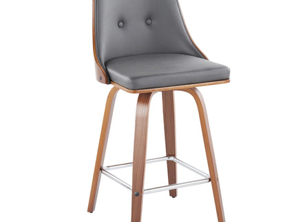 Gianna - Mid Century Modern Fixed Height Counter Stool With Swivel With Square Footrest (Set of 2)