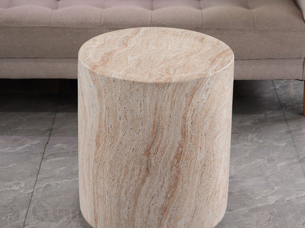 Tall Cylindrical Accent Coffee Table In - Beige / Yellow