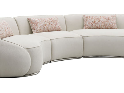 Sahara - Boucle Sectional Sofa With 3 Pillows - Beige