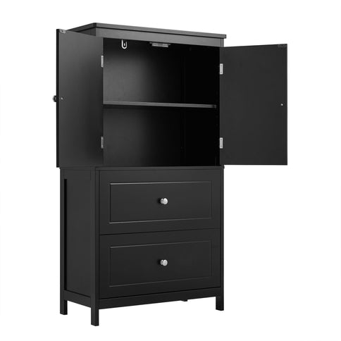 Bathroom Storage Cabinet With 2 Doors And Drawers, Adjustable Shelf