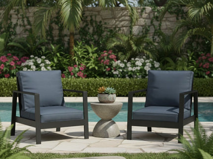 All-Weather Ergonomic Patio Armchairs With Thick Cushions (Set of 2)