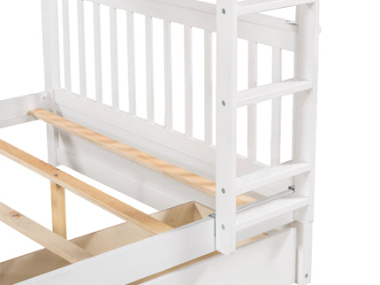 Bunk Bed With Ladders And 2 Storage Drawers