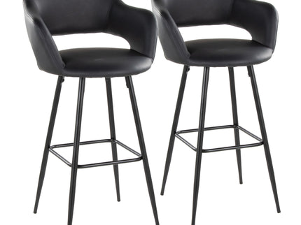 Margarite - Contemporary Fixed Height BarStool With Square Footrest (Set of 2)