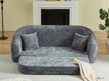 Curved Convertible Sofa, 2 In 1 Fold Out Bed With Pull Out Base And Deep Seat