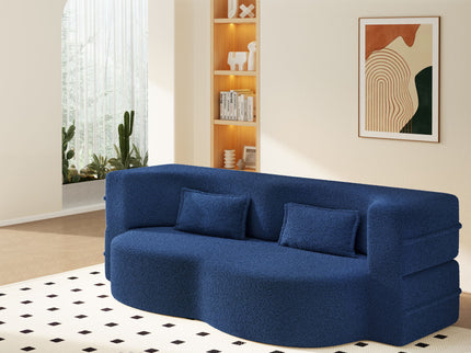 Modern Floor Sleeper Sofa Bed With 2 Pillows, Convertible Twin Size Folding Mattress For Living Room