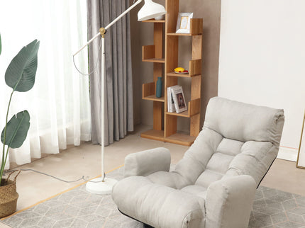 Modern With Metal Frame Swivel Game Lounge Chair With Adjustable Headrest And Waist Support, 360 Degree Rotatable Leisure Chair For Living Room - Gray