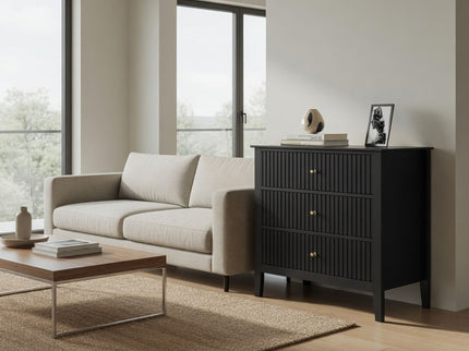 Fluted 3 Drawer Nightstand With Soft Close Slides