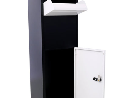 Package Delivery Box, Galvanized Steel Parcel Mailbox With Code Lock & Mounting Hardware, For Outdoor Porch, Curbside - White / Black