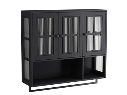3 Door Wall Cabinet With Glass Door And Towel Bar