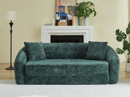 Curved Convertible Sofa, 2 In 1 Fold Out Bed With Pull Out Base And Deep Seat