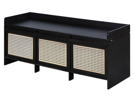 Entryway Shoe Bench With Drawers & Button Tufted Cushion