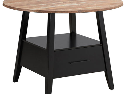 Arunda Yukon - Round Counter Height Dining Table With Pedestal Base And Built In Drawer - Oak