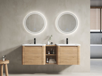 Wall Mounted Bathroom Vanity With Sink And Storage Shelves, Soft Close Doors