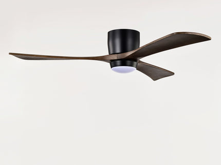 Flush Mount Blades Ceiling Fan With Lights Remote Control, Quiet DC Motor, 6 Speed, Reversible Ceiling Fan For Living Room - Matte Black