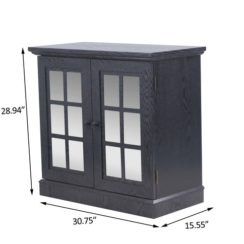 Sideboard Cabinet With Mirrored Doors, Adjustable Shelf, Metal Handles