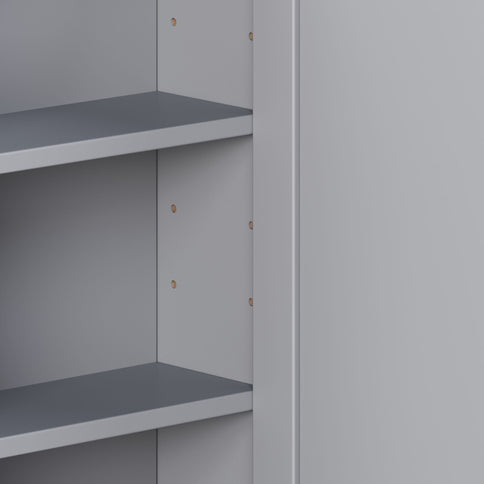 Bathroom Wall Storage Cabinet With Mirror And Adjustable Shelf, 6 Open Shelves