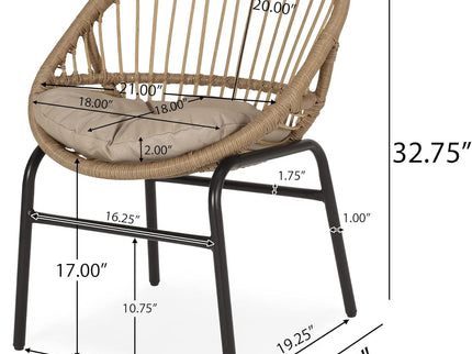Outdoor Accent Chair With Curved Back And Basket Frame, (Set of 2) - Light Brown / Beige