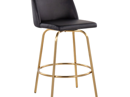 Toriano - Contemporary, Fixed Height Counter Stool With Swivel With Round Footrest (Set of 2)