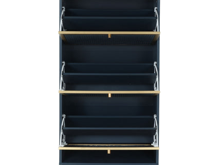 Modern Rattan 3 Door Shoe Rack Cabinet For Entryway