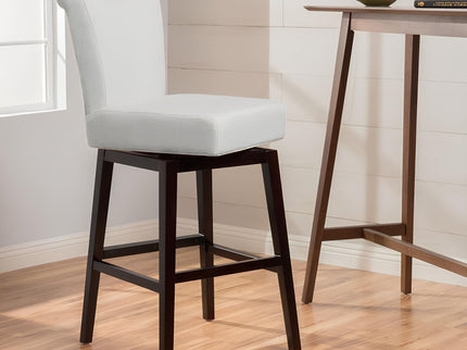 Quicksilvered - Upholstered Swivel Counter Stool With Wood Legs - Beige