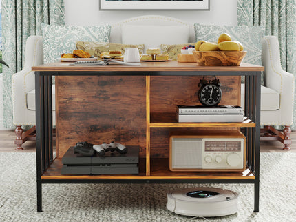 Lift Top Coffee Table With Storage, Adjustable Height Living Room - Black / Brown
