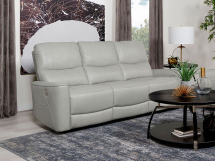Ashland - Upholstered Power Reclining Sofa With USB Charging - Gray