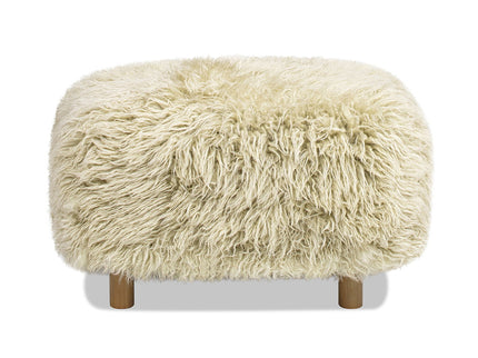 Enchante - New Zealand Sheepskin Rectangular Accent Ottoman - Taupe / Natural