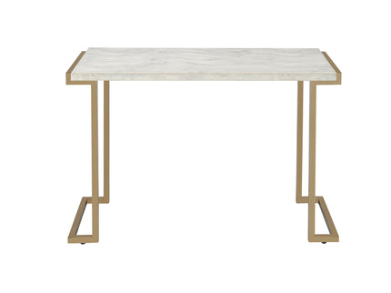 Boice II - Faux Marble Top Sofa Table - White / Champagne