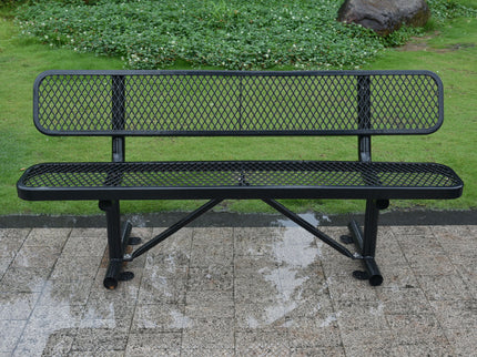 6' Outdoor Steel Bench With Backrest
