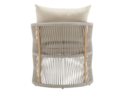 Modern Curved Aluminum Lounge Chair With Stylish Rope Weave Design And Cushioned Comfort For Outdoor