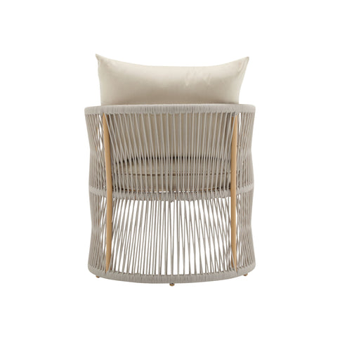 Modern Curved Aluminum Lounge Chair With Stylish Rope Weave Design And Cushioned Comfort For Outdoor