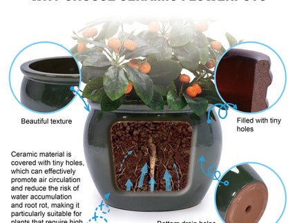 3 Pieces Ceramic Flowerpot, Planter For Patio, Garden Or Windowsills