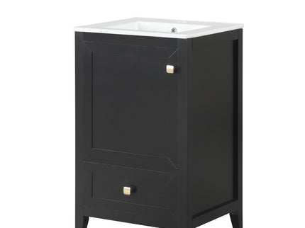20" Bathroom Vanity With Sink Cabinet With Soft Closing Door, Drawer & Storage Rack - Black