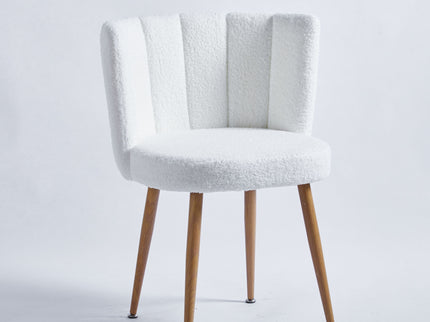 Modern Dining Chair (Set of 2) With Iron Tube Wood Color Legs, Shorthair Cushions And Comfortable Backrest, Suitable For Dining Room, Living Room, Cafe, Simple Structure