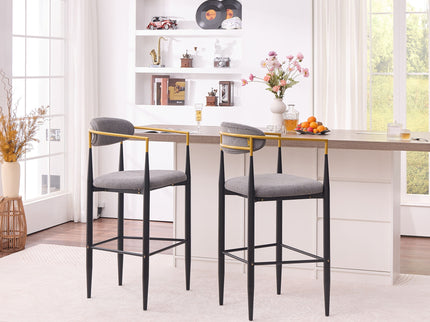 Upholstered Bar Stool With Ergonomic Design (Set of 2)