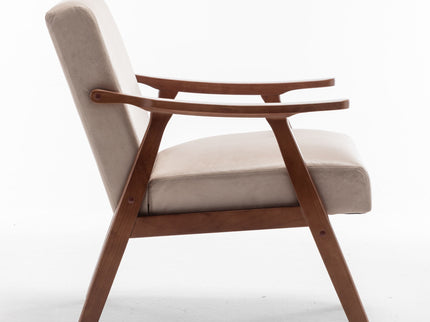 Mid Century Modern Accent Chair With Solid Wood Frame And Extra Thick Backrest