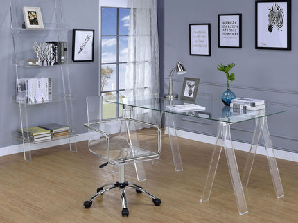 Clear Office Chair With Caster Wheels Futuristic Design, Adjustable Height - Clear