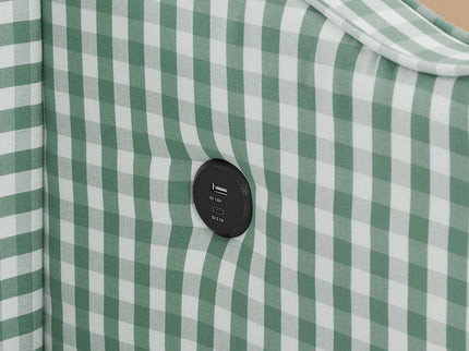 Gingham Daybed With USB Charging Port, Wave Shaped Design