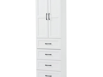 Bathroom Vanity With 2 Damping Hinge Doors, 3 Drawers, Adjustable Shelves - White