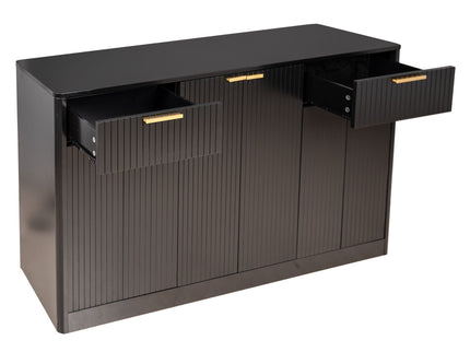 Large Fluted Buffet Sideboard, Wine Bar Storage Cabinet With 6 Doors & 2 Drawers