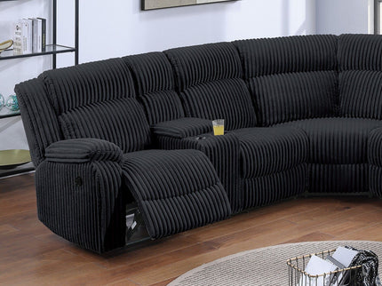 Manual Motion Reclining Sectional LAF / RAF Loveseat With Consoles Cup Holders Upholstered Living Room - Black