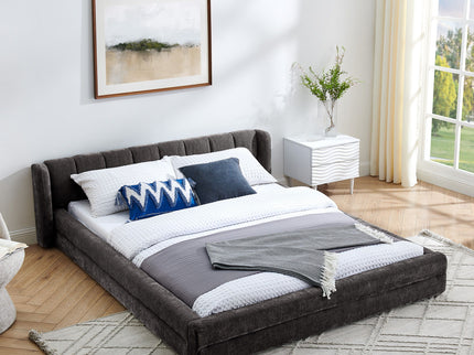 Modern Upholstered Bed Frame With Thick Fabric And Headboard