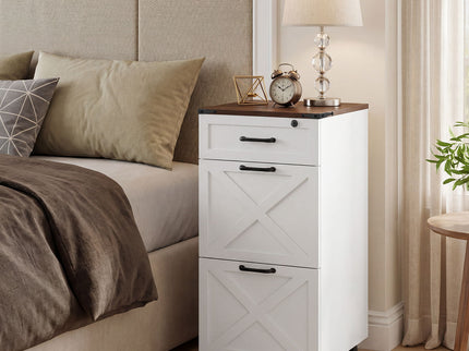 3 Drawer File Cabinet With Wheels, Vertical Rolling Storage For Letter / A4, Printer Stand & Mobile Organizer For Home Office - White