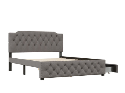 Upholstered Platform Bed With 2 Drawers And 2 Sets Of USB Ports On Each Side, Fabric