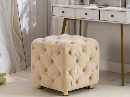 Modern Upholstered Ottoman, Exquisite Small End Table, Soft Foot Stool, Dressing Makeup Chair, Comfortable Seat For Living Room, Bedroom, Entrance