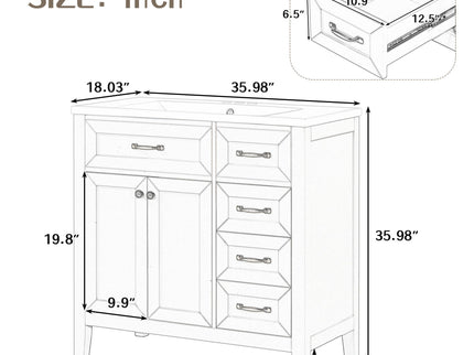 Modern Bathroom Vanity With Sink, Freestanding With Drawers And Doors