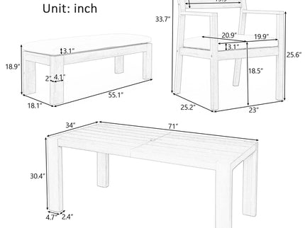 Outdoor Dining Set Rectangular Table With Umbrella Hole