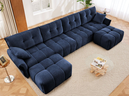Sofa Set With Ottoman And Pillows, Textured, High Resilience Cushions