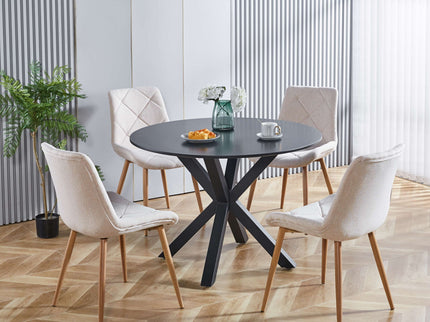 Table Mid-Century Dining Table For 4 - 6 People With Round Table Top, Pedestal Dining Table, End Table Leisure Coffee Table, Cross Leg