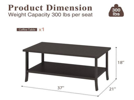 Rectangular Outdoor Coffee Table, 2 Tier All Weather Patio Table - Brown